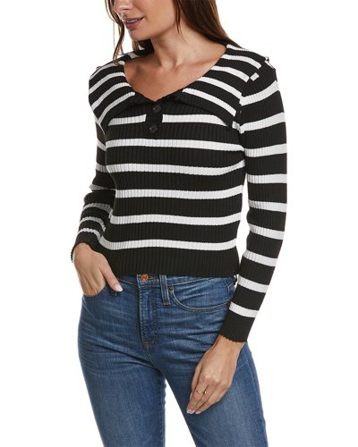 Madison Miles Striped Pullover In White