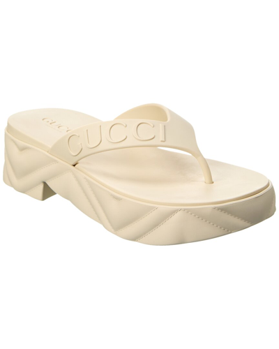 Gucci Logo-debossed Platform Flip-flops In White