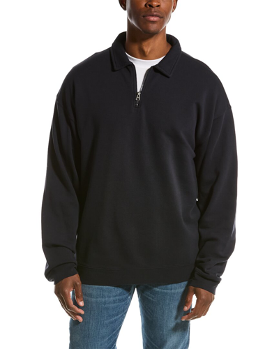 Vince French Terry 1/4-zip Pullover In Black