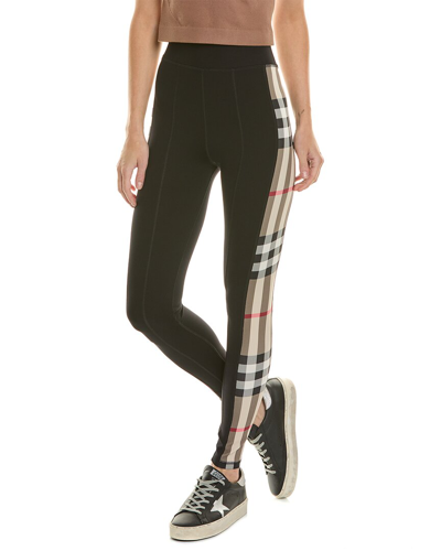 Burberry Check Panel Stretch Jersey Legg In Black