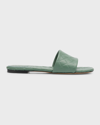 Bottega Veneta Quilted Leather Flat Slide Sandals In Limone