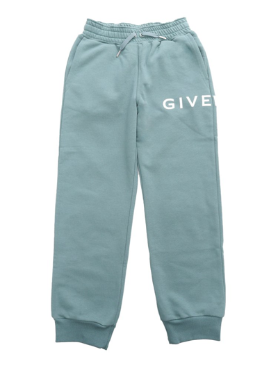 Givenchy Kids Logo Printed Drawstring Trousers In Green