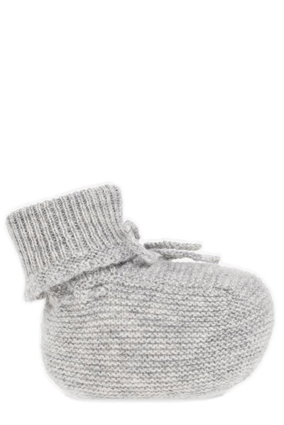 Bonpoint Rib Knit Baby Booties In Grey