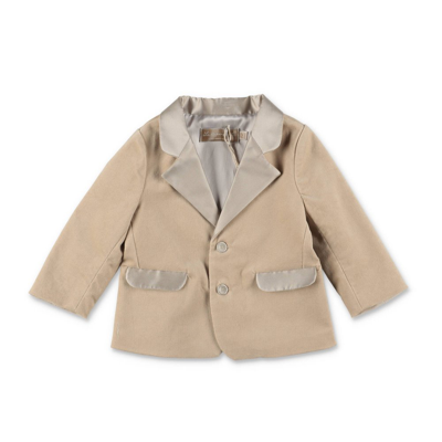 La Stupenderia Harris Blu Giacca Beige In Velluto Di Cotone Baby Boy In Neutrals