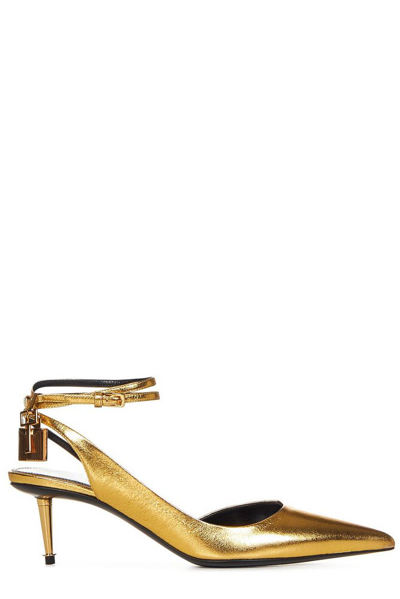 Tom Ford Padlock-detail 60mm Leather Pumps In Oro