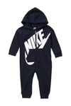Nike All Day Play Hooded Romper In Obsidian