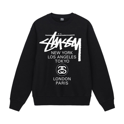 Pre-owned Stussy World Tour Crew 'black'