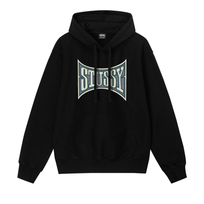 Pre-owned Stussy Champion Pigment Dyed Hoodie 'black' In Blue