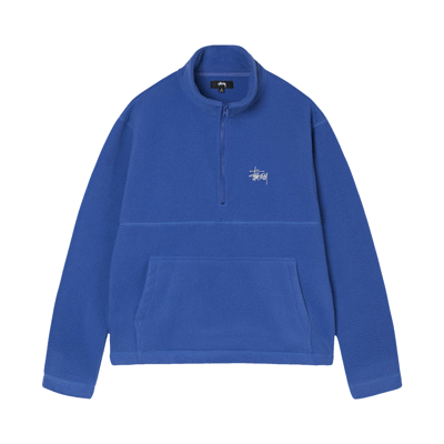 Pre-owned Stussy Half Zip Mock Neck 'periwinkle' In Blue