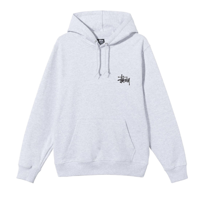 Pre-owned Stussy Basic Logo Hoodie 'ash Heather' In Grey