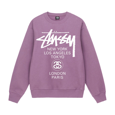 Pre-owned Stussy World Tour Crew 'orchid' In Purple
