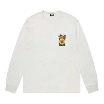Pre-owned Stussy Flower Grid Pigment Dyed Long-sleeve Tee 'natural' In White