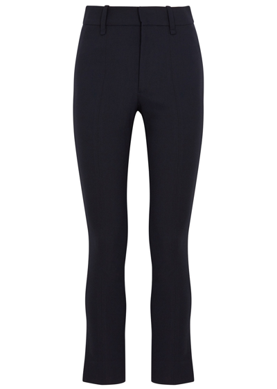 Vince Slim-leg Stretch-cotton Trousers In Navy