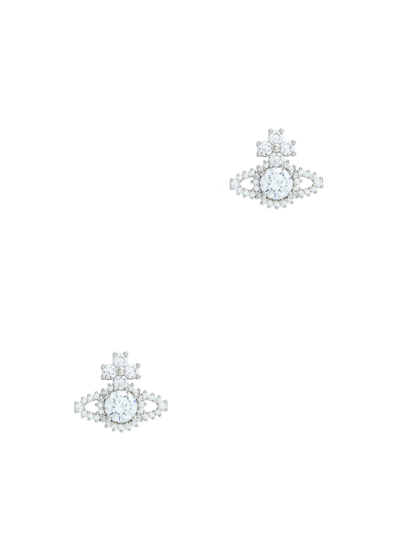 Vivienne Westwood Valentina Crystal-embellished Orb Stud Earrings In Silver