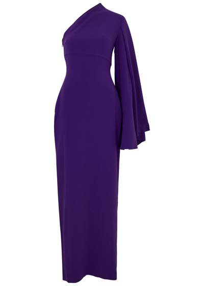 Solace London Elisa One-sleeve Crepe Gown In Dark Purple