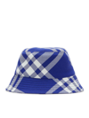 Burberry Checkered Wool Blend Bucket Hat With Two Air Vents In Blue