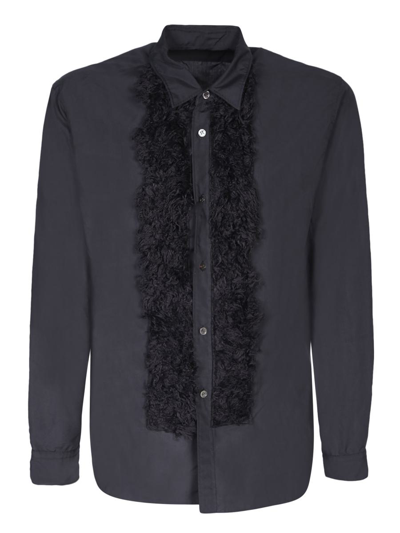 Comme Des Garçons Homme Deux Faux Fur Details Black Shirt In Black X Black