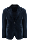 Giorgio Armani Single-breasted Velvet Jacket In Blue