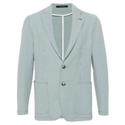 Tagliatore Striped Single-breasted Blazer In Green