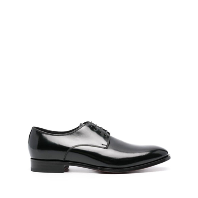 Tagliatore Panelled Patent Leather Oxford Shoes In Black