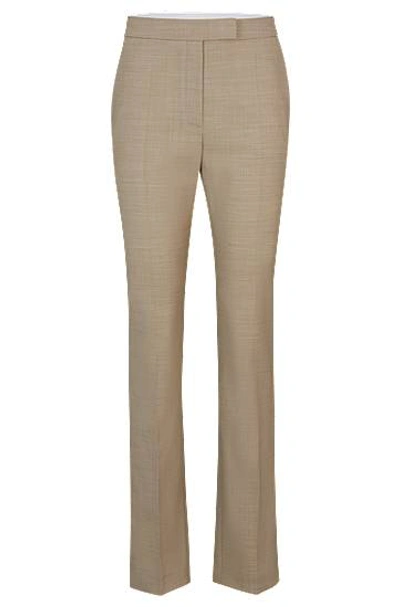 Hugo Boss Slim-fit Trousers In Italian Virgin-wool Sharkskin In Beige