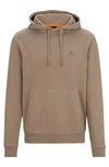 Hugo Boss Cotton-terry Hoodie With Logo Patch In Brown