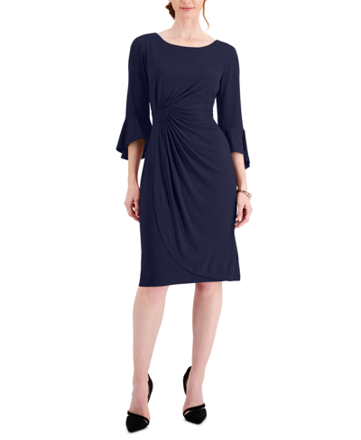 Connected Petite Side-tab Sheath Dress In Navy
