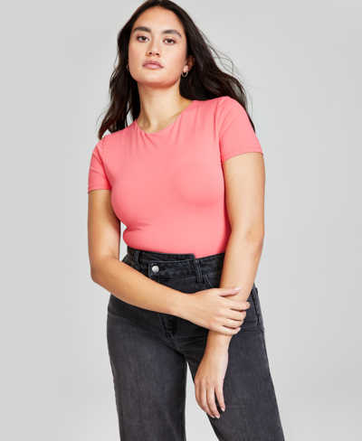 And Now This Women's Double-layered Crewneck Bodysuit In Fresh Coral