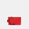 Coach Small Wristlet In Brass/sport Red