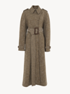 CHLOÉ BELTED TRENCH COAT MULTICOLOR SIZE 2 100% WOOL, HORN BUBALUS BUBALIS, FARMED, COO INDIA