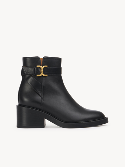 Chloé Marcie Buckled Leather Ankle Boots In Black