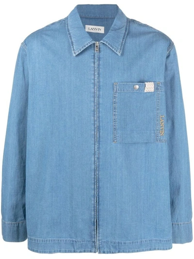 Lanvin Curb Zipped Denim Overshirt In Light Blue