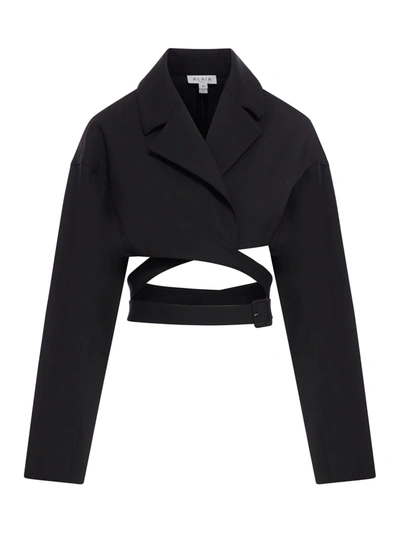 ALAÏA ALAÏA BLACK CROPPED SHIRT