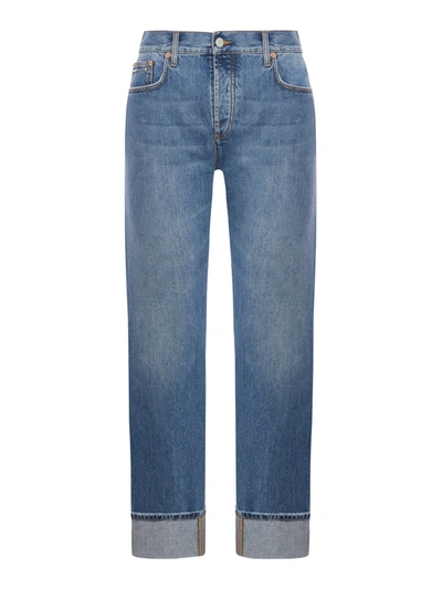 Gucci Denim Pant With Slim Horsebit In Blue