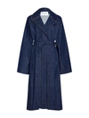 Alaïa Denim Trench Coat With Belt In Blue