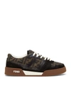 Fendi Match Suede Sneakers With Jacquard Ff Fabric Inserts In Black