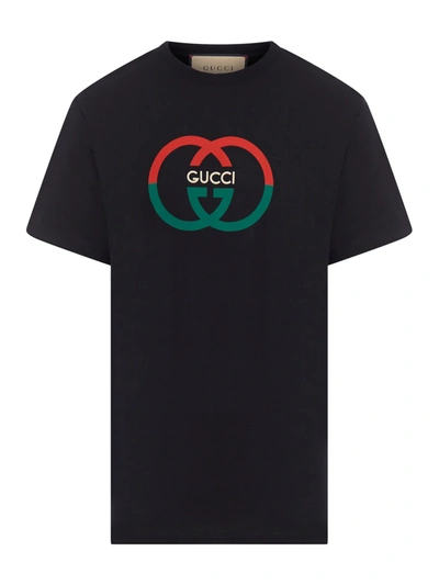 Gucci Cotton Jersey Printed T-shirt In Black