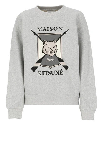 Maison Kitsuné Long Sleeve Sweatshirt In Gray