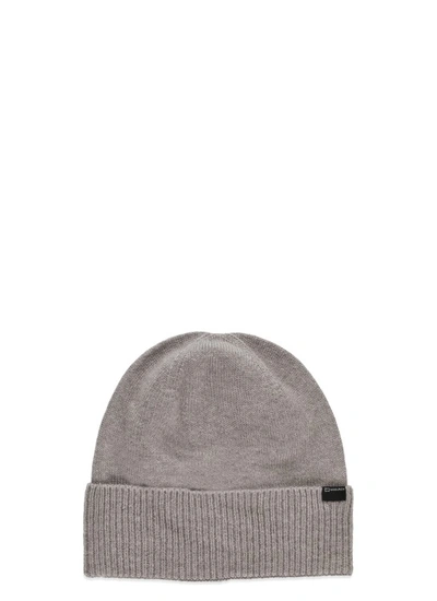 Woolrich Cashmere Ribbed Beanie In Grey