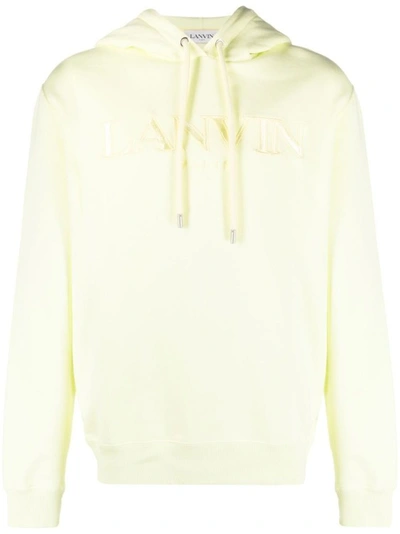 Lanvin Logo-embroidered Cotton Hoodie In Neutrals