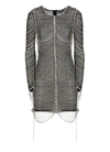 Retroféte Jacqueline Embellished Long Sleeve Minidress In Grey