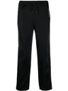Saint Laurent Embroidered-logo Striped Track Pants In Black