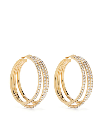 Amina Muaddi Vittoria Crystal-embellished Hoop Earrings In Gold