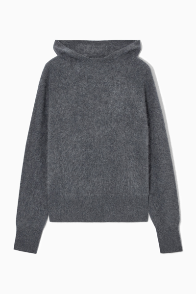 Cos Textured Pure Cashmere Hoodie In Grey