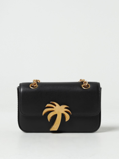 Palm Angels Palm Bridge Leather Crossbody Bag In Black/gold