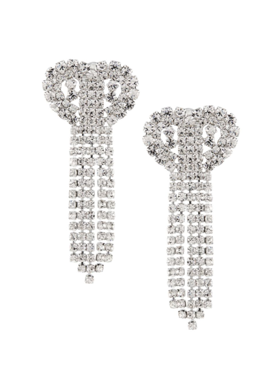 Kenneth Jay Lane Women's Silvertone & Crystal Multi-row Heart Drop Earrings