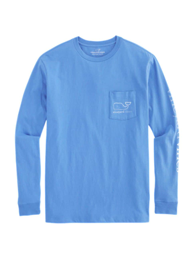 Vineyard Vines Men's Burgee Vintage Pocket Long-sleeve T-shirt In Hull Blue