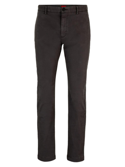 Hugo Slim-fit Chinos In Stretch-cotton Gabardine In Dark Grey