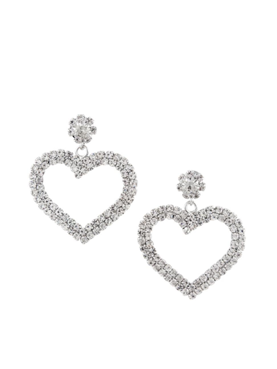 Kenneth Jay Lane Women's Silvertone & Crystal Open Heart Drop Earrings