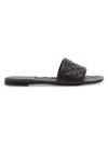 Bottega Veneta Amy Flat Sandals In Woven Effect Nappa In Black